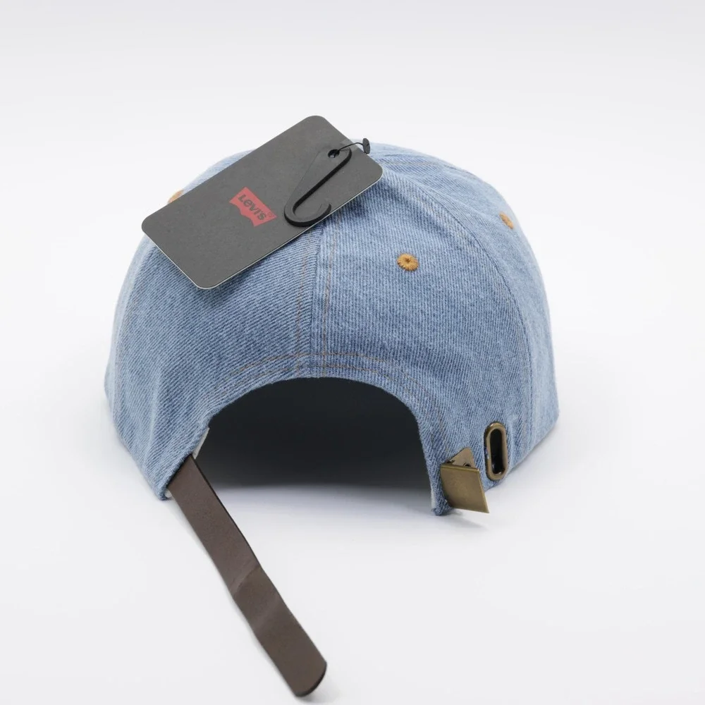 Levi's Men's Relaxed Adjustable Leather Patch Denim Dad Cap Light Blue One Size